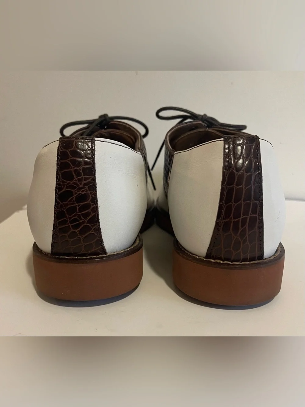 Polo by Ralph Lauren White and Brown Two-Tone Oxford golf shoes